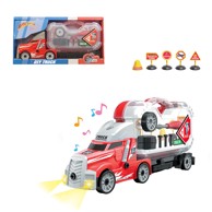 Kamion na baterije s alatom i prometnim znakovima