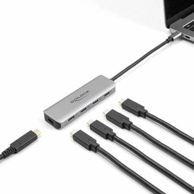 DELOCK HUB USB 3.1 5× Type-C 5 Gbps, srebrni (64238)
