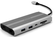 ORICO Docking stanica USB-C 3.1, 1x USB-C, 3x USB-A, USB-C PD100W, 2x HDMI 4K@60Hz, DP 4K@60Hz, SD+TF, RJ45, AUX, aluminij siva