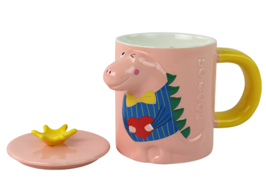 Šalica s infuzerom, ružičasti dinosaur, 400 ml