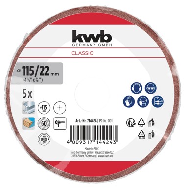 KWB Brusni papir za kutnu brusilicu 115 mm, G60, 5/1