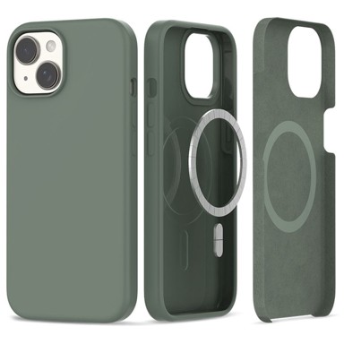 TECH-PROTECT Maskica za iPhone 15, Silicone MagSafe, tamno zelena