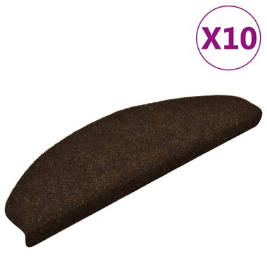 Samoljepljivi otirači za stepenice 10 kom smeđi 65 x 21 x 4 cm