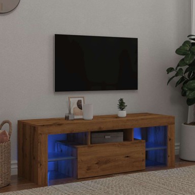 TV ormarić LED, boja hrasta, 120x36.5x40 cm, konstruirano drvo