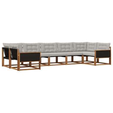 Set vanjskih sofa s jastukom 7 kom, prirodna i svjetlosiva