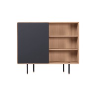 GAZZDA Crna/u prirodnoj boji niska komoda od punog hrasta, 118x100 cm Fina