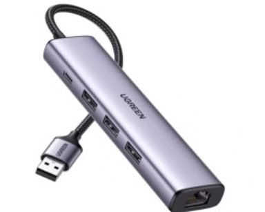UGREEN HUB USB 3.0 na Gigabit + 3× USB 3.0 + USB-C Power Port, 1000 Mbps
