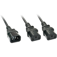 LINDY Kabel za napajanje 30039, C14-2xC13, 2 m, crna