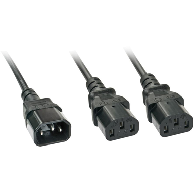 LINDY Kabel za napajanje 30039, C14-2xC13, 2 m, crna