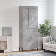 Visoka komoda siva betona 69 5x34x180 cm od konstruiranog drva