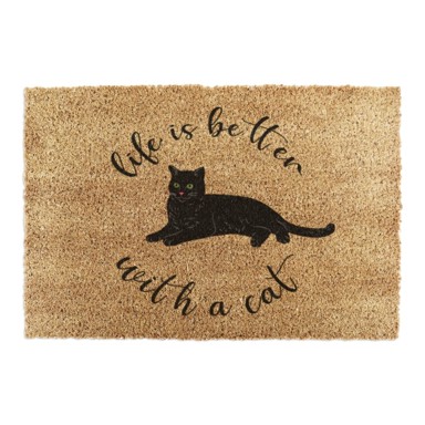 ARTSY DOORMATS Otirač od kokosovih vlakana 40x60 cm Life Is Better With a Cat
