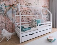 Drveni dječji krevet Lila s ladicom, 160 x 80 cm, bijeli