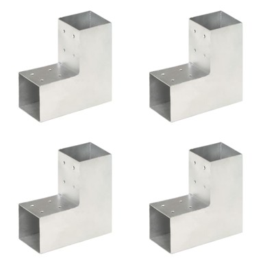 Spojnici za stupove u L-obliku 4 kom pocinčani metal 81 x 81 mm