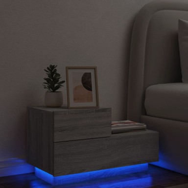 Noćni ormarić s LED svjetlima boja hrasta sonome 70x36x40,5 cm