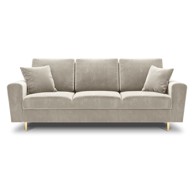 COSMOPOLITAN DESIGN Bež baršunasti sklopiva/s prostorom za odlaganje sofa 235 cm Kyoto, 235x100x88 cm