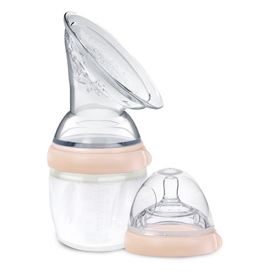 HAAKAA Ručna izdajalica silikonski set s bocom od 160 ml peach