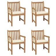 Vrtne stolice s krem jastucima 4 kom od masivne tikovine, krema