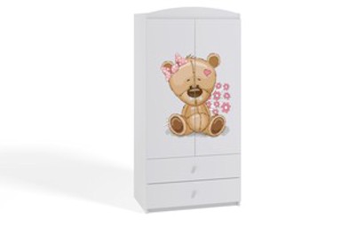 Dječji ormar Medo s cvijećem, bijeli, 181×90×52 cm