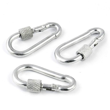 Karabiner sa sigurnosnom maticom, 6 mm, pocinčan, 5 kom.