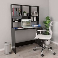 Radni stol s policama, 110 x 45 x 157 cm, iverica, visoki sjaj, crna