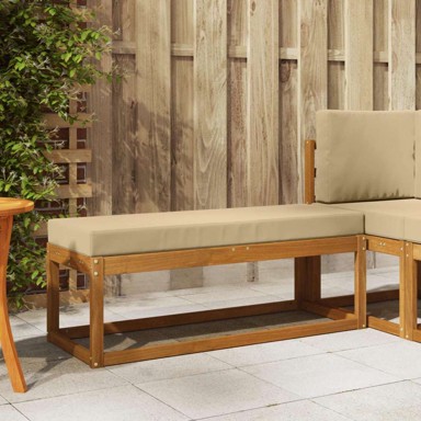 Vanjska stolica klupa s jastukom 115 x 43 x 37 cm, prirodna i bež