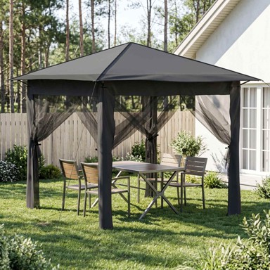 Gazebo s 4 bočne stranice 2,6 x 2,6 m, svjetlosivi i antracit
