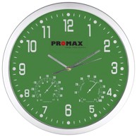 Sat, zidni, s vlagomjerom i termometrom, zeleni