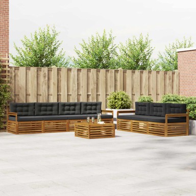 Set vanjskih sofa, 8-dijelni, s jastucima, prirodni i antracit