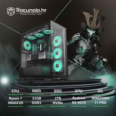 SAMURAI Stolno računalo Premium GamingPC R79070 / AMD Ryzen 7 9800X3D, 32GB, 2TB SSD, RX 9070, Windows 11 Pro