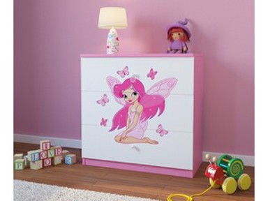 Dječja komoda Zvončica, roza, 80×80×41 cm