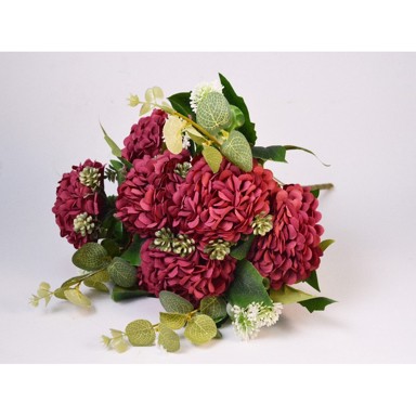 Umjetni buket sa zelenilom, 45 cm, boja ciklame