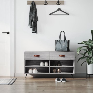 Klupa za cipele siva boja hrasta 102x35x55 cm konstruirano drvo
