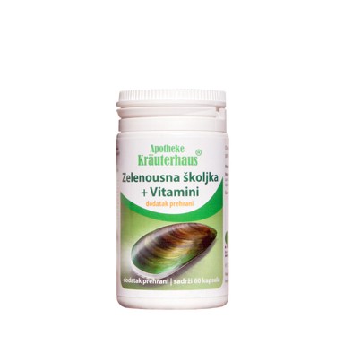 Zelenousna školjka + vitamini, 60 kapsula