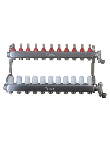 TERMA Podno razdjelnik Plus, s mjeračima protoka, 11 krugova