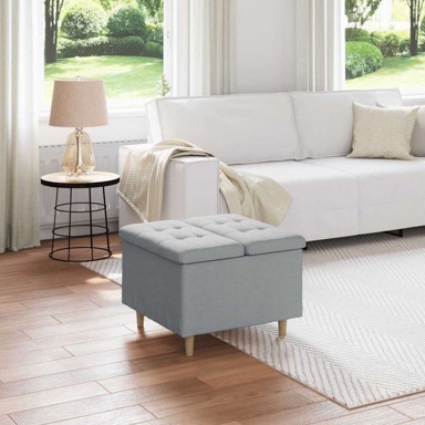Otoman za pohranu 60x60x45 cm tkanina, svijetlo siva