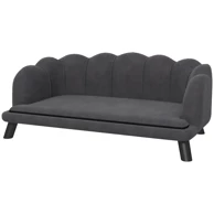 Sofa za pse s naslonom i drvenim nogama, za srednje i velike pse do 25 kg, 98,5 x 60,5 x 35,5 cm, tamno siva