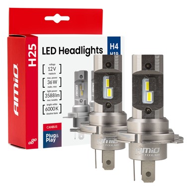 AMIO LED žarulje za prednja svjetla H25 Series, H4/H19, do 110% više svjetla, 6000 K