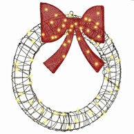 Božićni vijenac sa 60 LED lampica toplo bijelo svjetlo 75 cm ratan