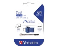 VERBATIM USB stick Store'n'Go Dual 64GB USB 3.0/USB-C crno-plava