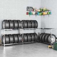 Stalak za gume, 2 razine, 3 kom, 110 x 40 x 110 cm, srebrni