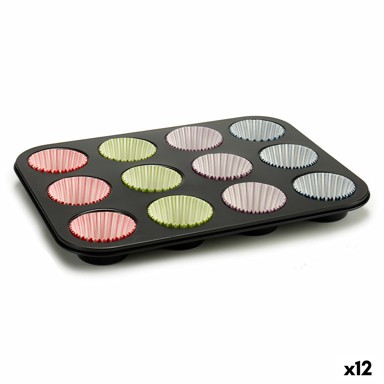 KINVARA Kalupi za muffine, 7 x 7 x 3 cm, 35 x 3 x 26,5 cm, ploča za pećnicu, 12 kom, višebojni