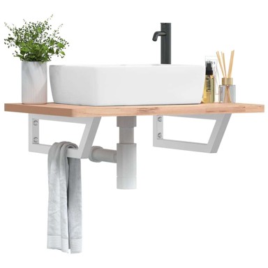 Nosači polica za lavabo, trapezni, 15 × 40 cm, čelik, bijela, 2 kom