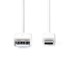 NEDIS USB kabel USB 2 0 USB A muški USB C muški 60 W 480 Mbps niklani 1 00 m okrugli PVC bijeli kutija