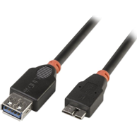 LINDY USB-A na Micro USB kabel 31613, USB 3.2 Gen 1, 0,5 m, crni