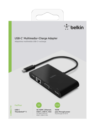 BELKIN USB-C to Gigabit-Ethernet, HDMI/VGA/USB-A-Adapter, 100W PD