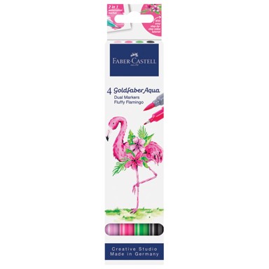 FABER-CASTELL Akvarel marker Goldfaber Flamingo, obostrani, 4 boje, blister