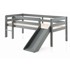 VIPACK Sivi dječji podignuti krevet s toboganom Pino, 90 x 200 cm