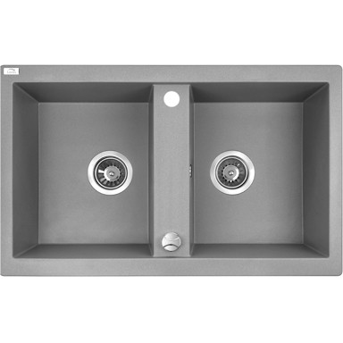 KUCHINOX Granitni sudoper Laveo Barbados, dva korita sa sifonom sivi 78x48x17 cm