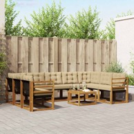 Set vanjskih sofa 10 kom, akacija, prirodna/bež