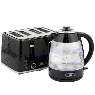 HOMESTAR Set kuhala za vodu i tostera, 1,7 L, 2200 W, crni